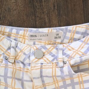 ASOS Women's Kickflare Checkered Pants in Yellow and White